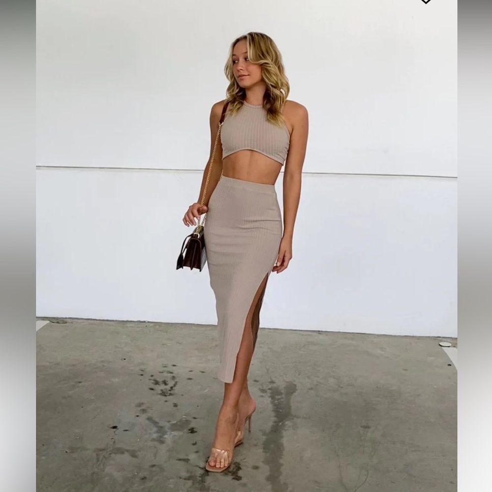 Ellie Set beige two piece set - princess polly